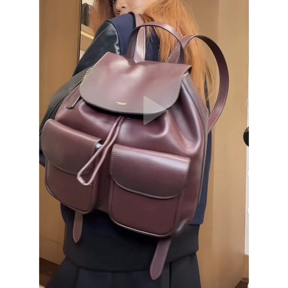 Gently Used $395 Coach Unisex Crosby 28 Backpack Smooth Leather Merlot Red